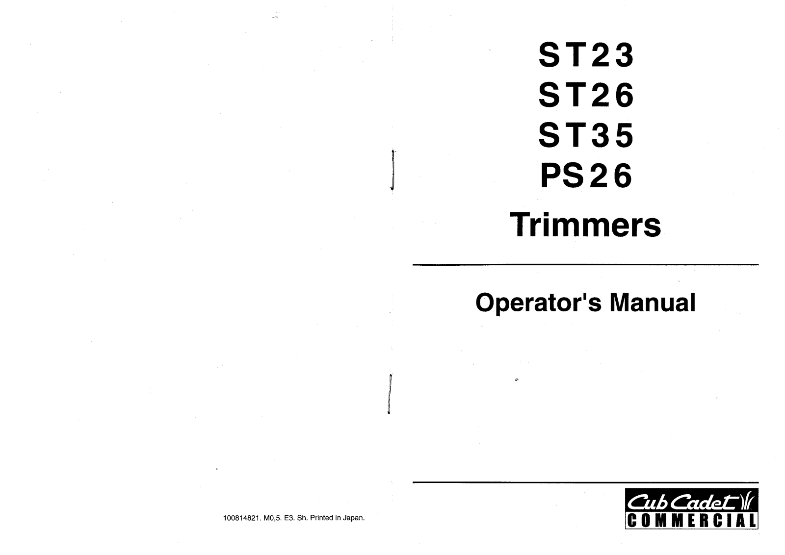 Mtd st23, st26, st35, ps26 operators manual