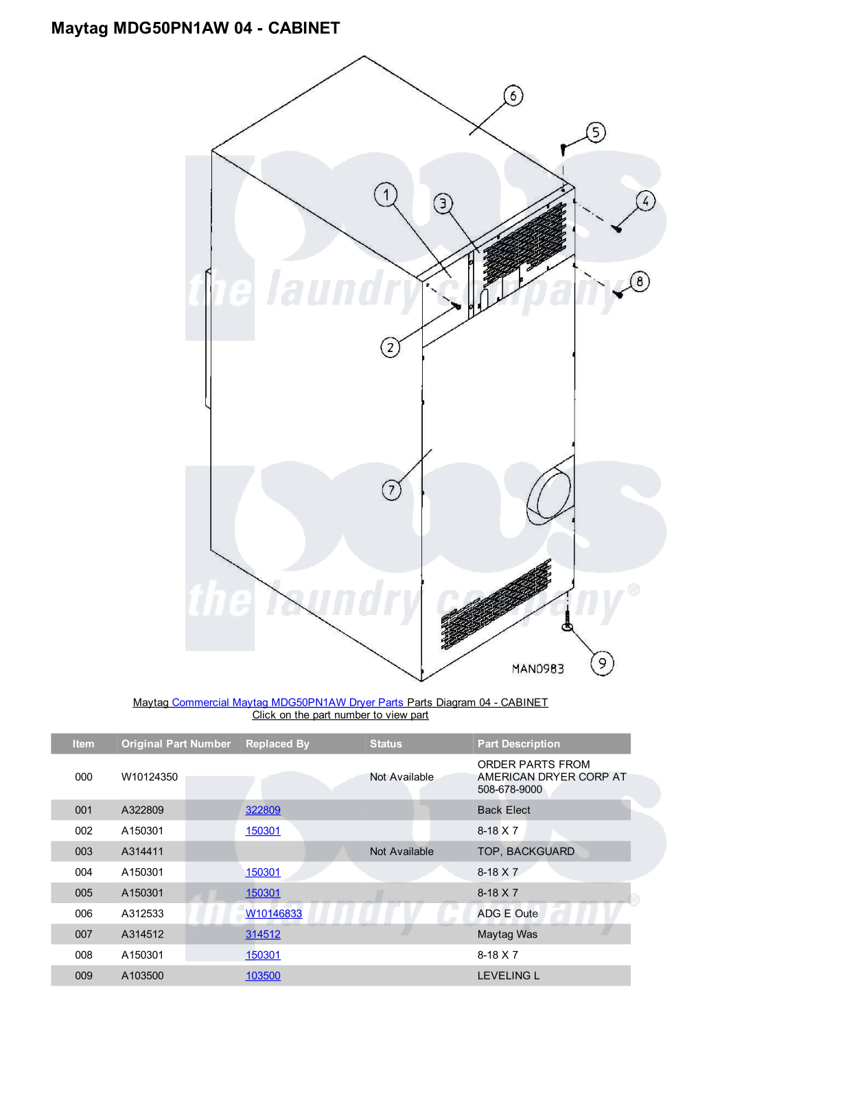 Maytag MDG50PN1AW Parts Diagram