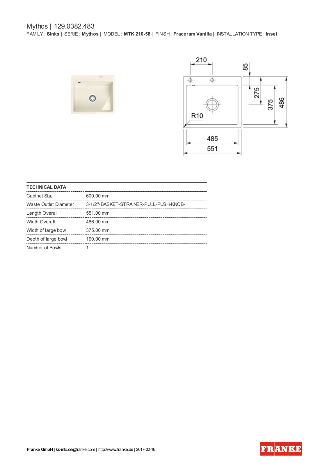 Franke 129.0382.483 Service Manual