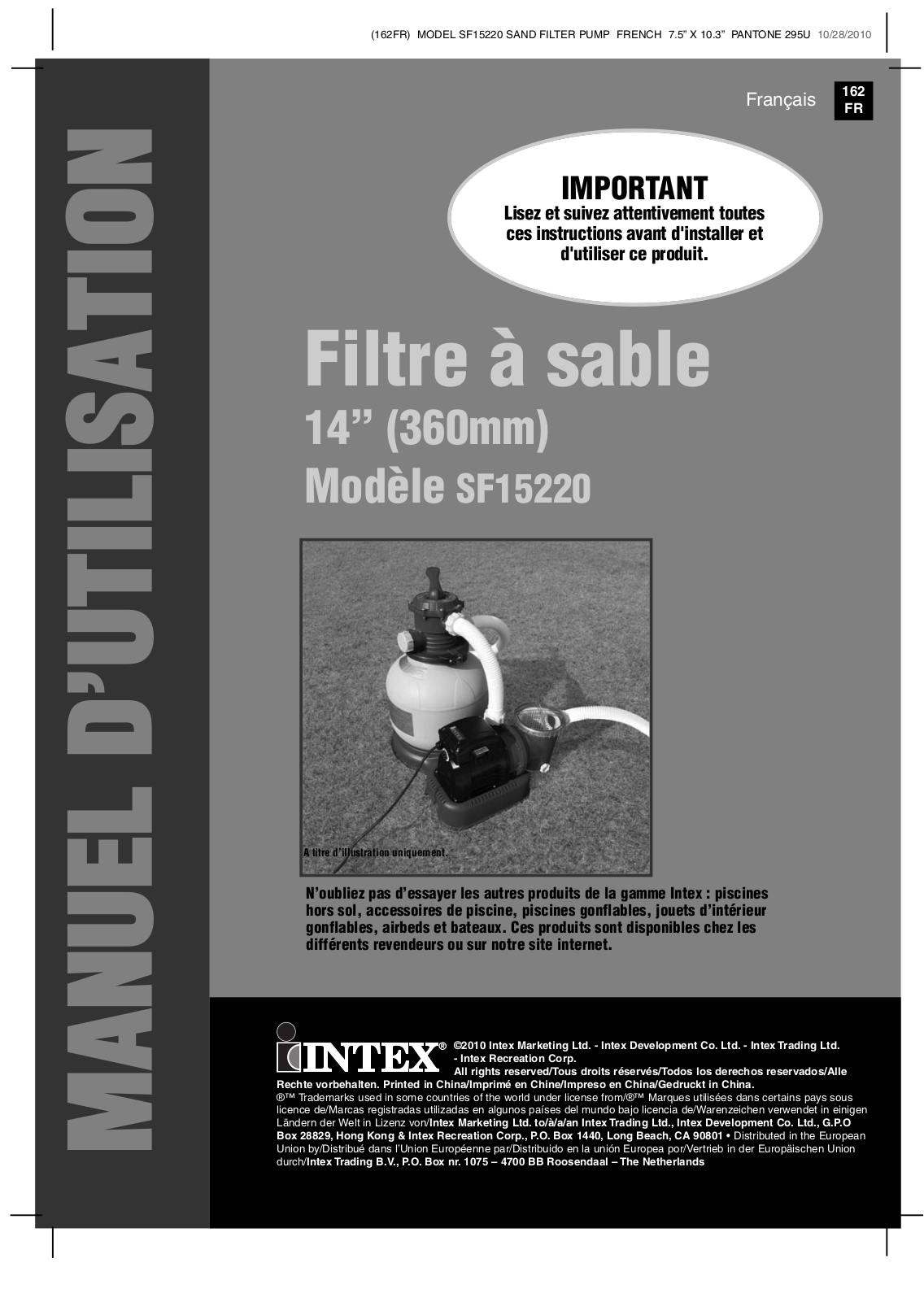 INTEX SF15220 User Manual