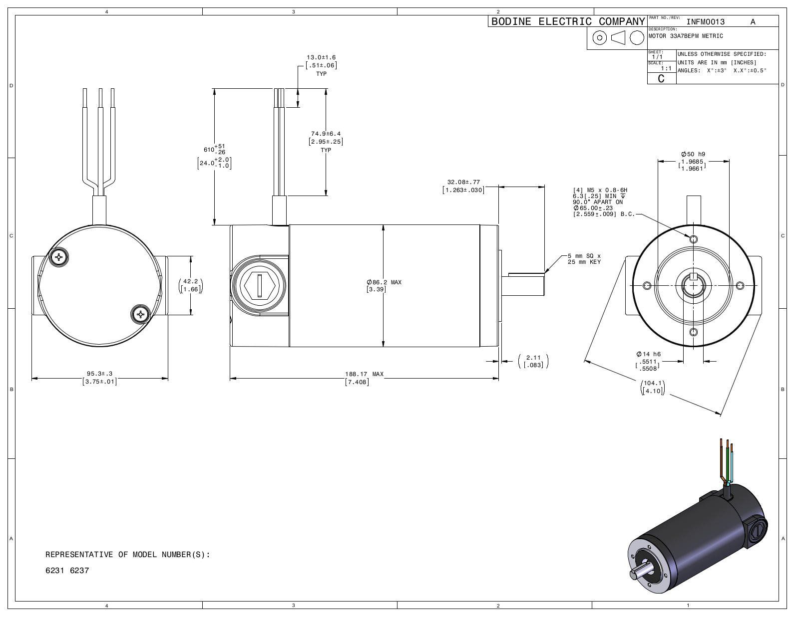 Bodine 6231, 6237 Reference Drawing