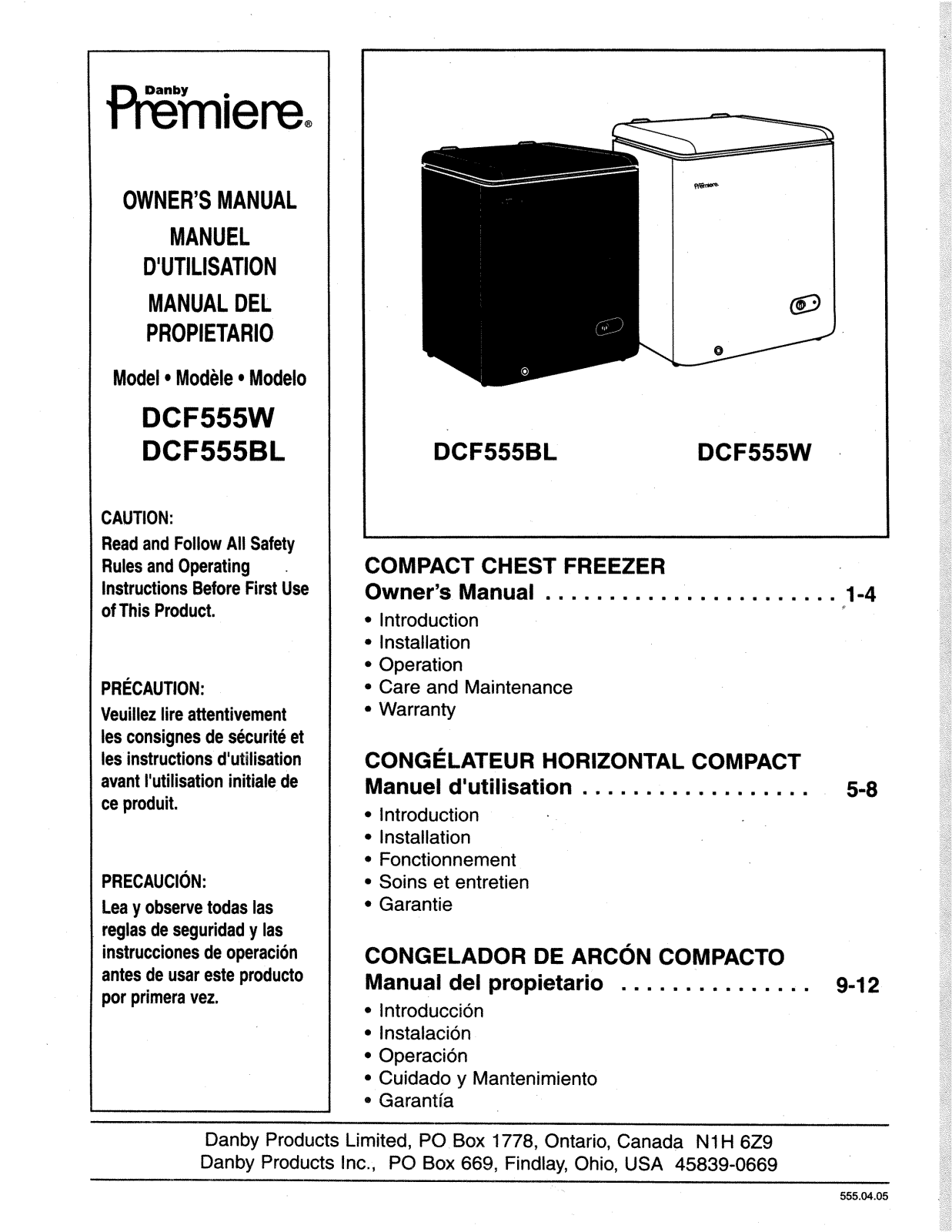 Danby DCF555W Owner's Manual