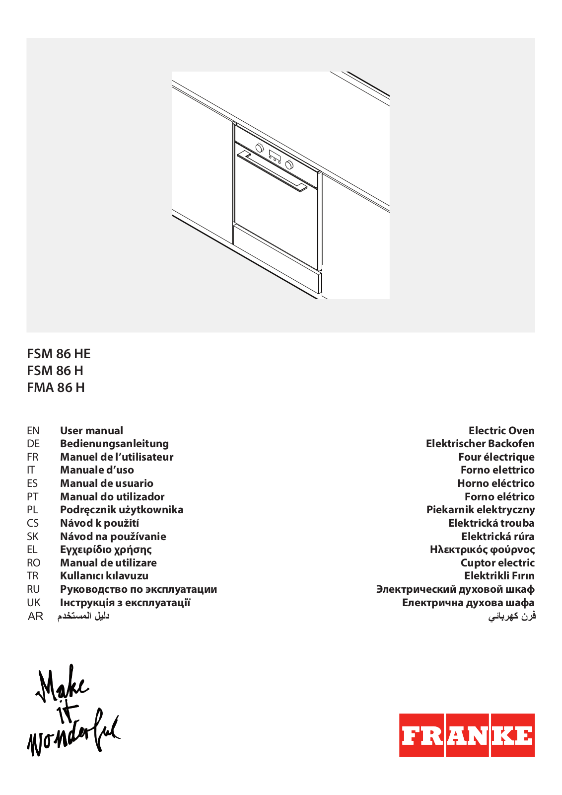 FRANKE FSM 86 HE, FSM 86 H, FMA 86 H User guide - ManualMachine.com