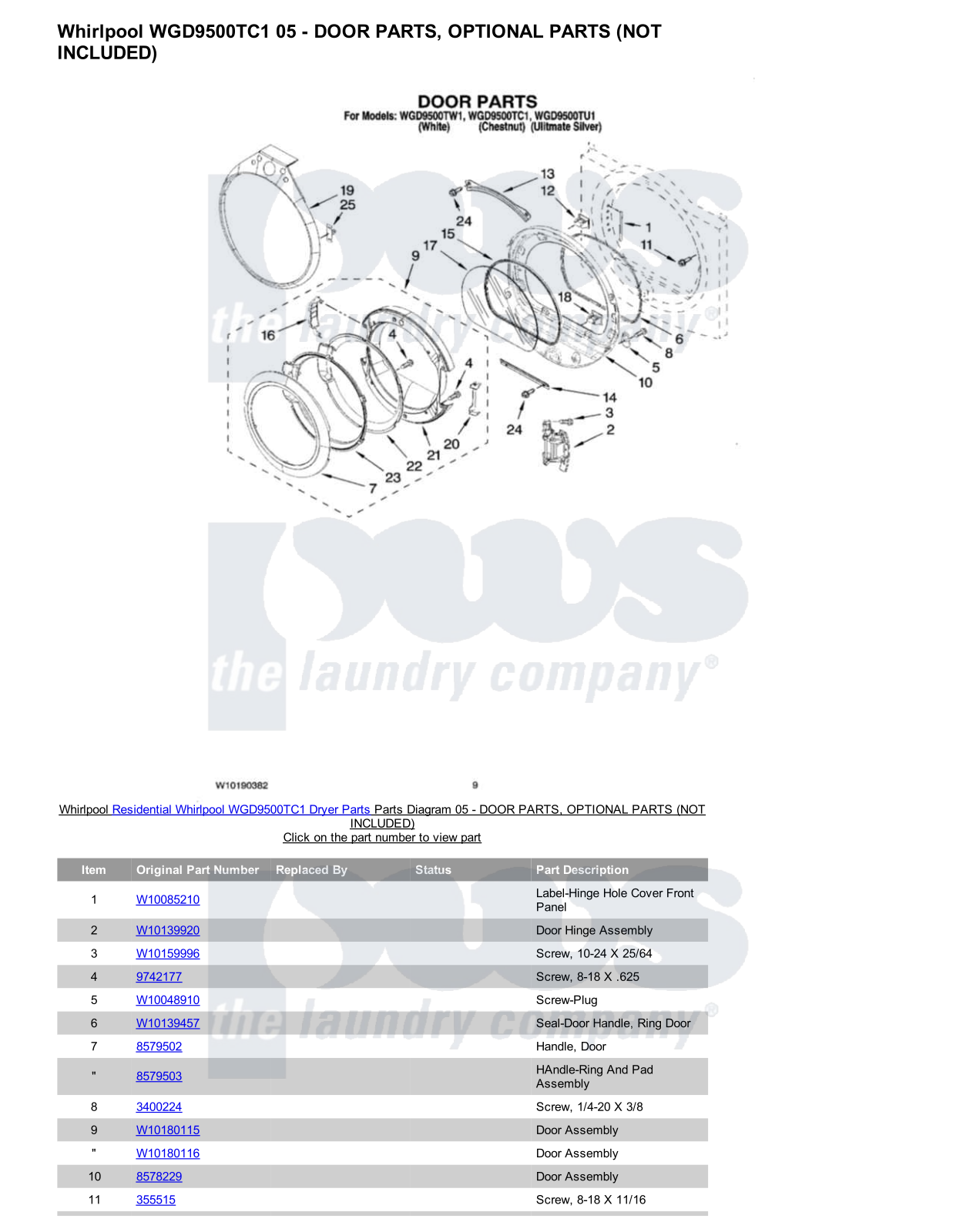 Whirlpool WGD9500TC1 Parts Diagram