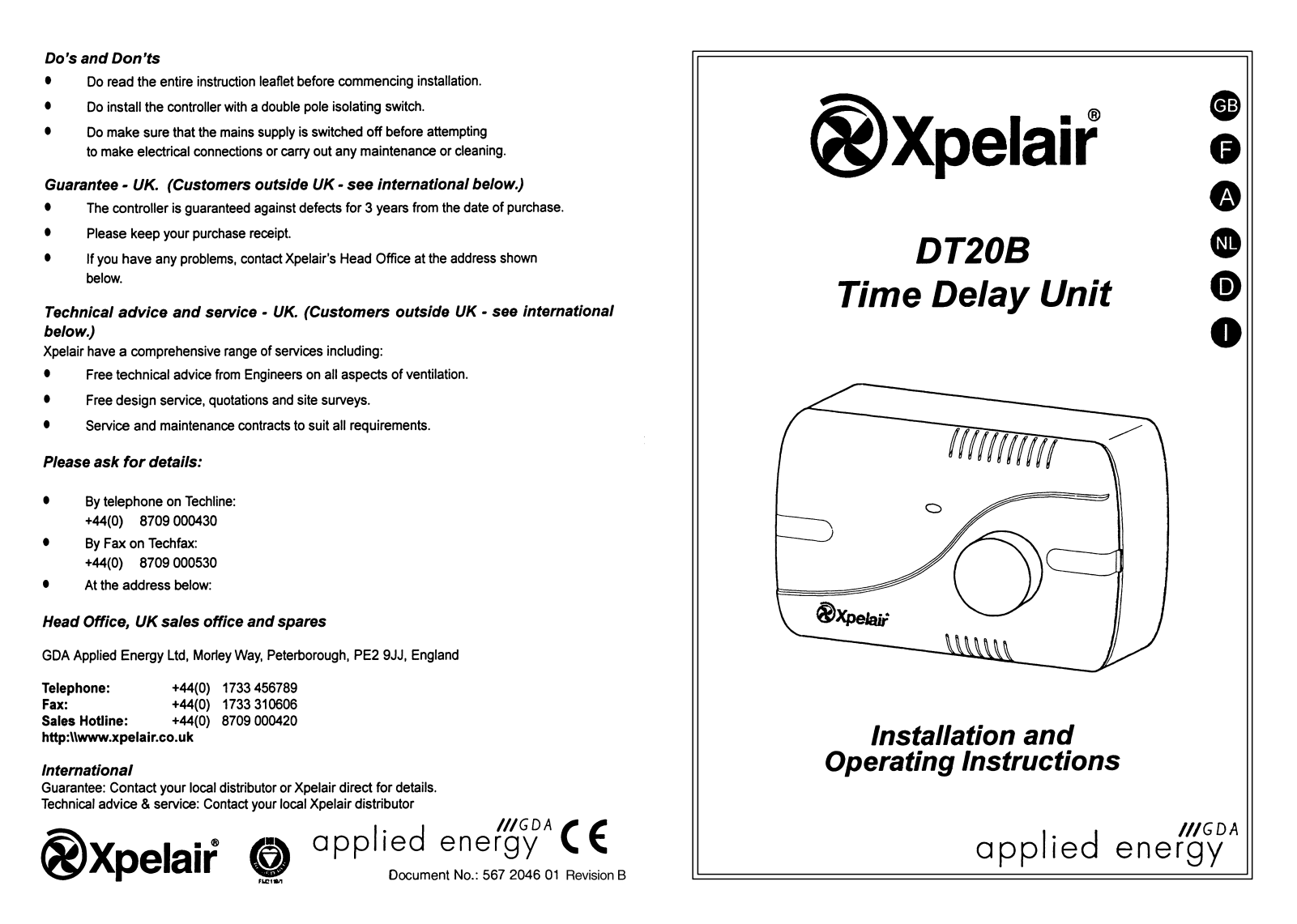 Applied energy DT20B User Manual