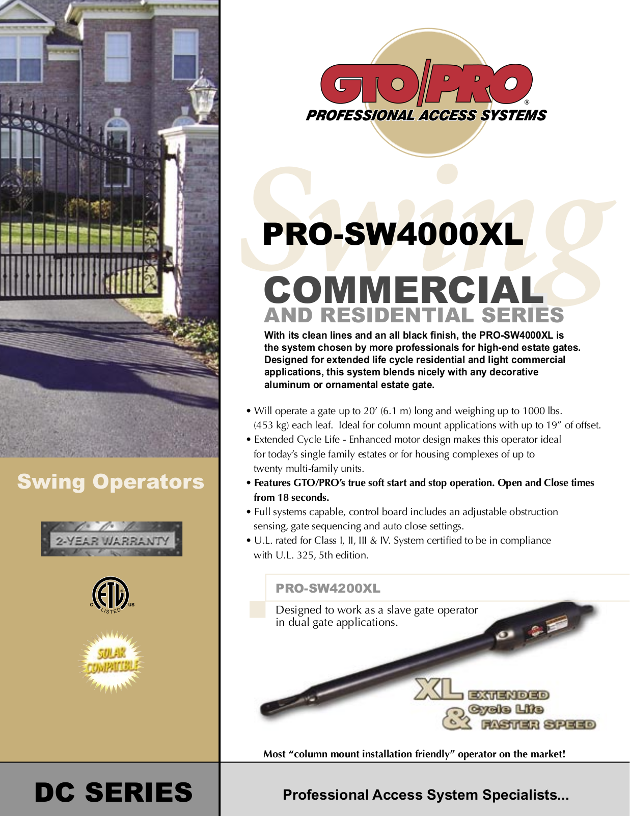 GTO PRO SW-4000XL DC User Manual