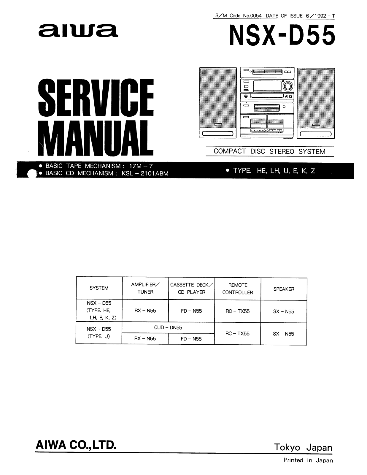 aiwa nsx-d55 Service Manual