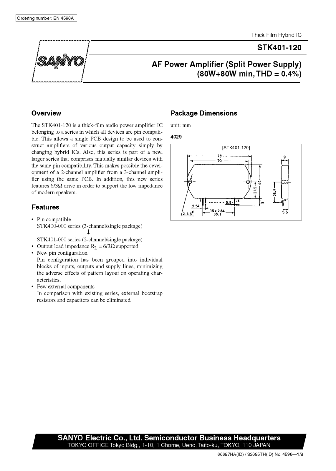 SANYO STK401-120 Datasheet