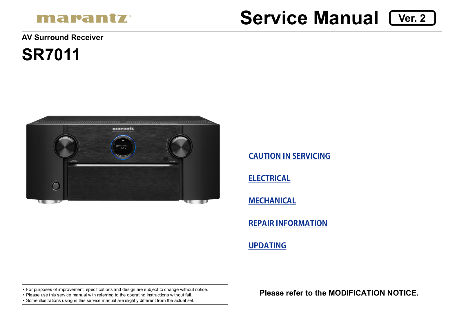 Marantz SR7011 Service manual