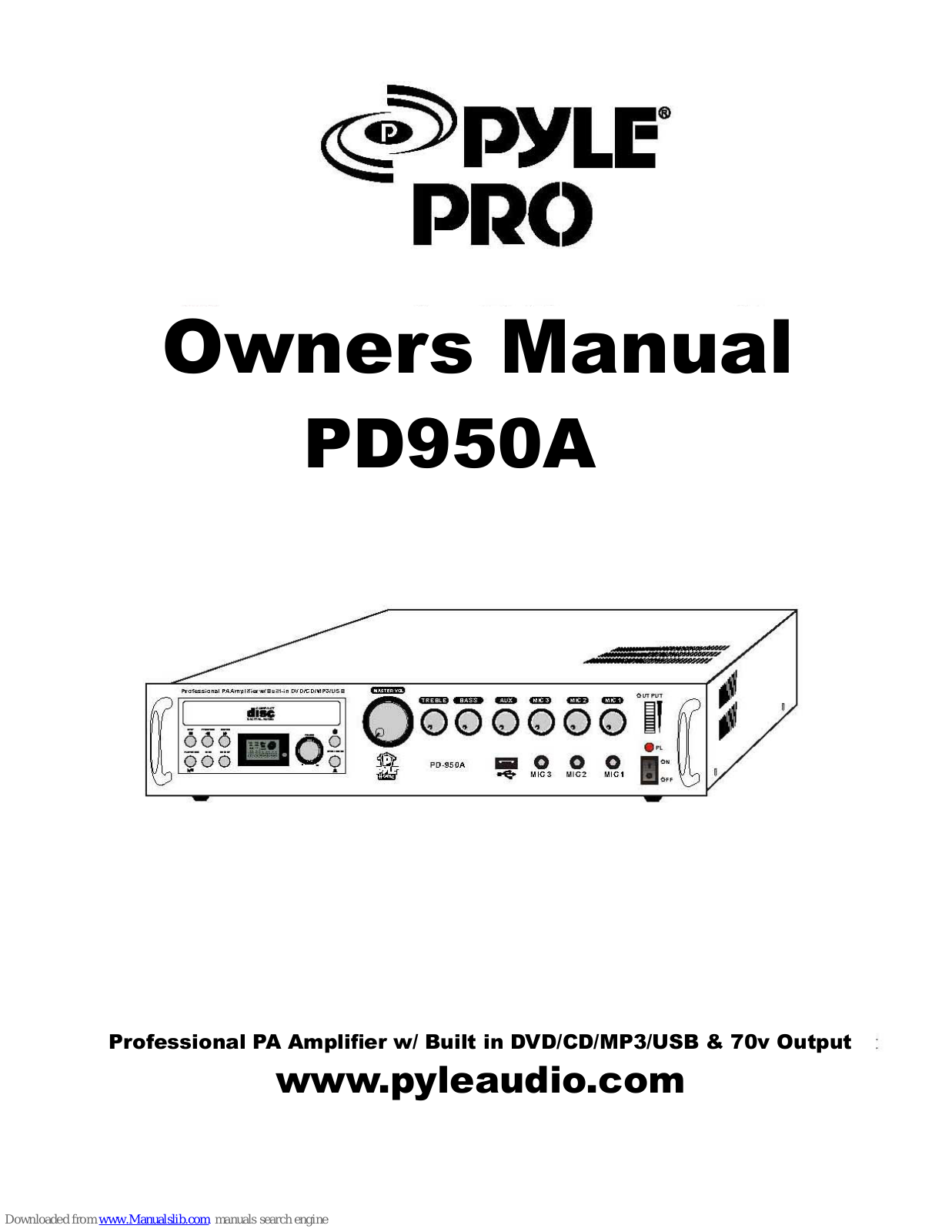 Pyle Pro PD950A Owner's Manual