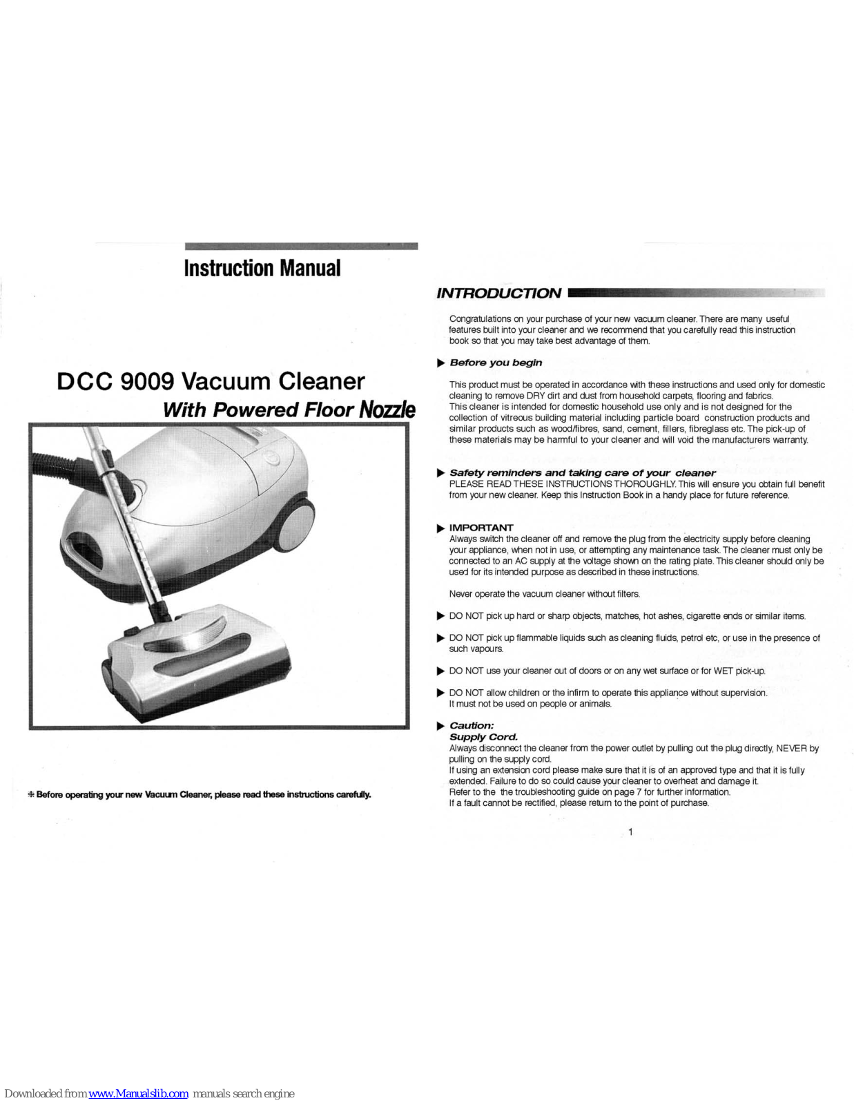 Dust Care Evolution DCC 9009 Instruction Manual - ManualMachine.com