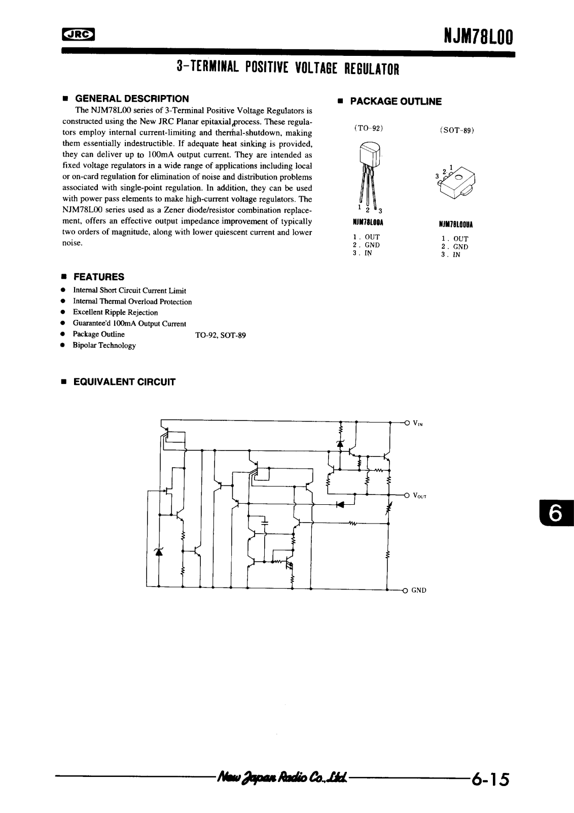 JRC NJM78L02UA, NJM78L05UA, NJM78L06UA, NJM78L08UA, NJM78L09UA Schematic