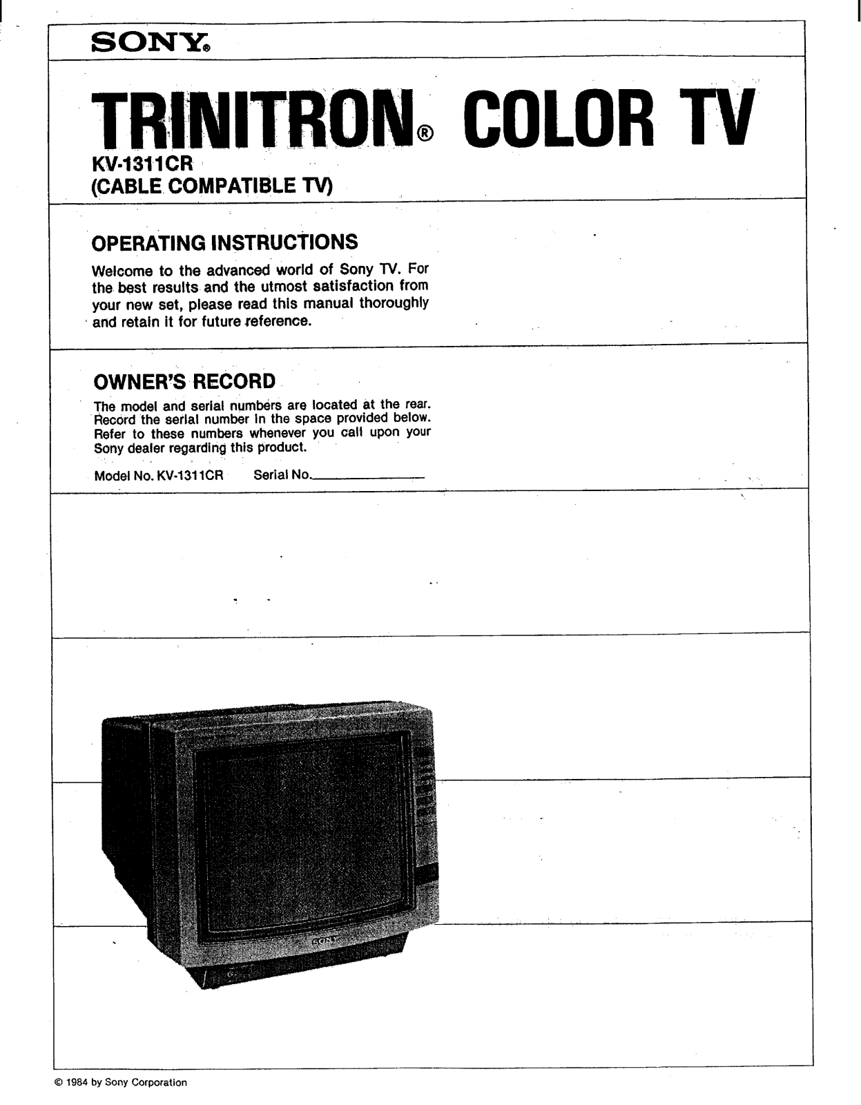 Sony KV-1311CR Operating Manual