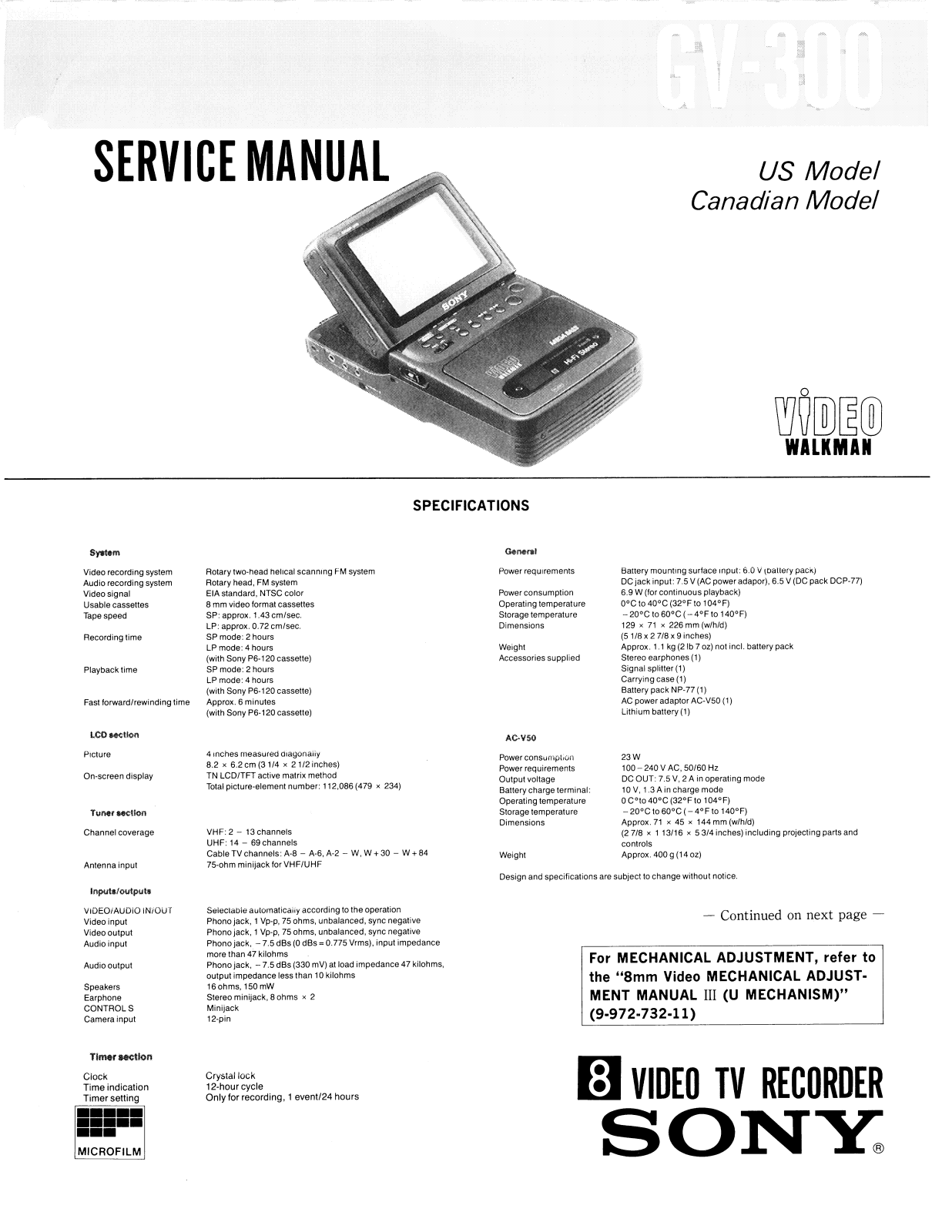 sony gv300 service manual