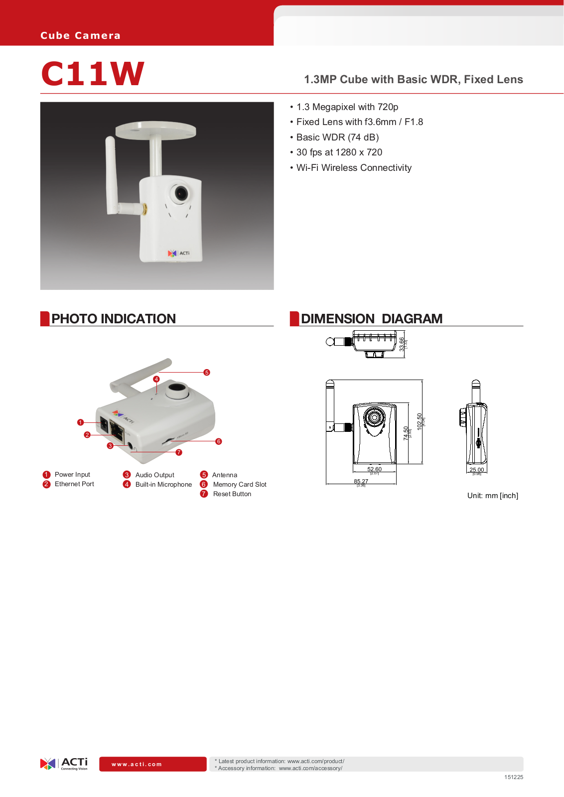 ACTi C11W Specsheet