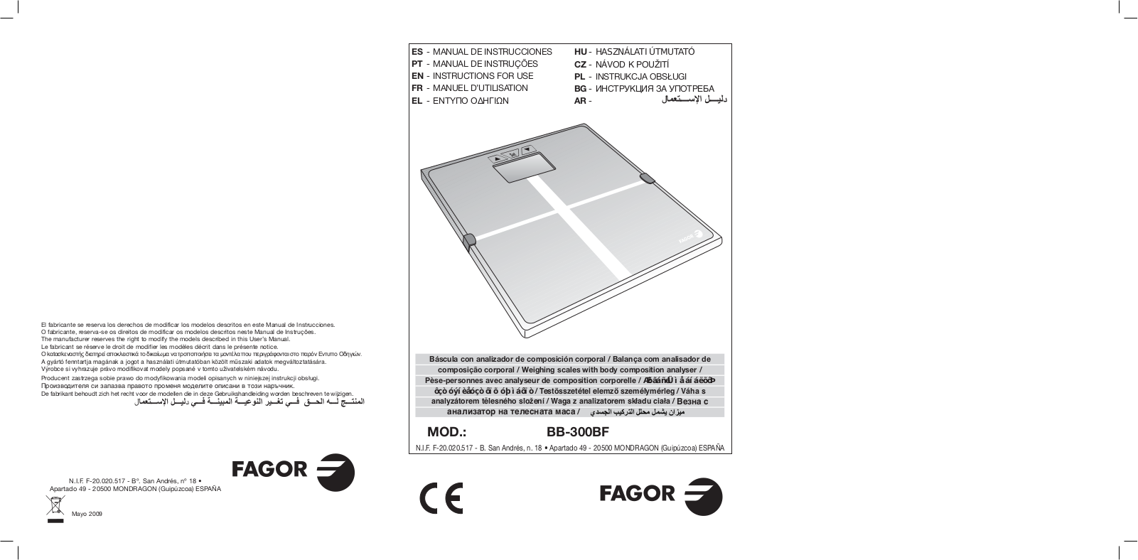 FAGOR BB-300 BF User Manual