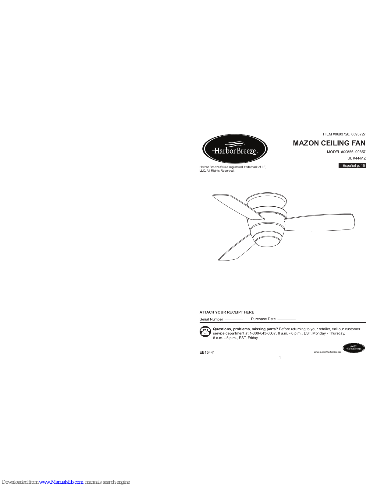 Harbor Breeze 00856, 857 User Manual