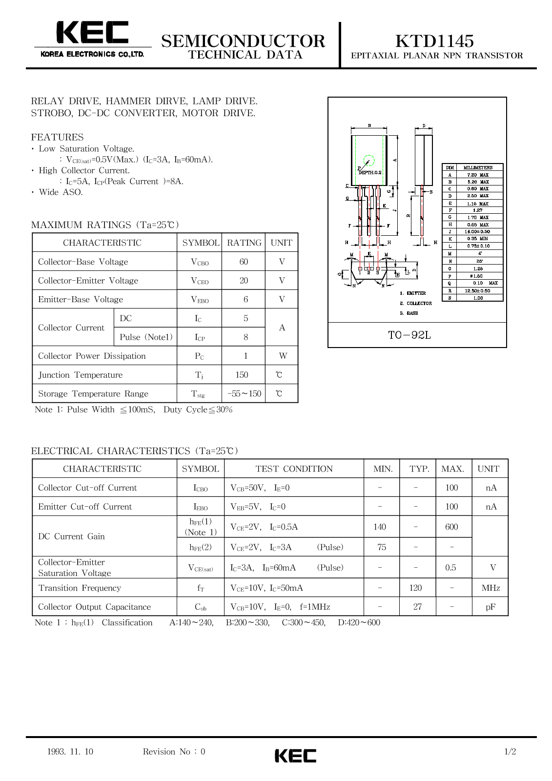 KEC KTD1145 Datasheet