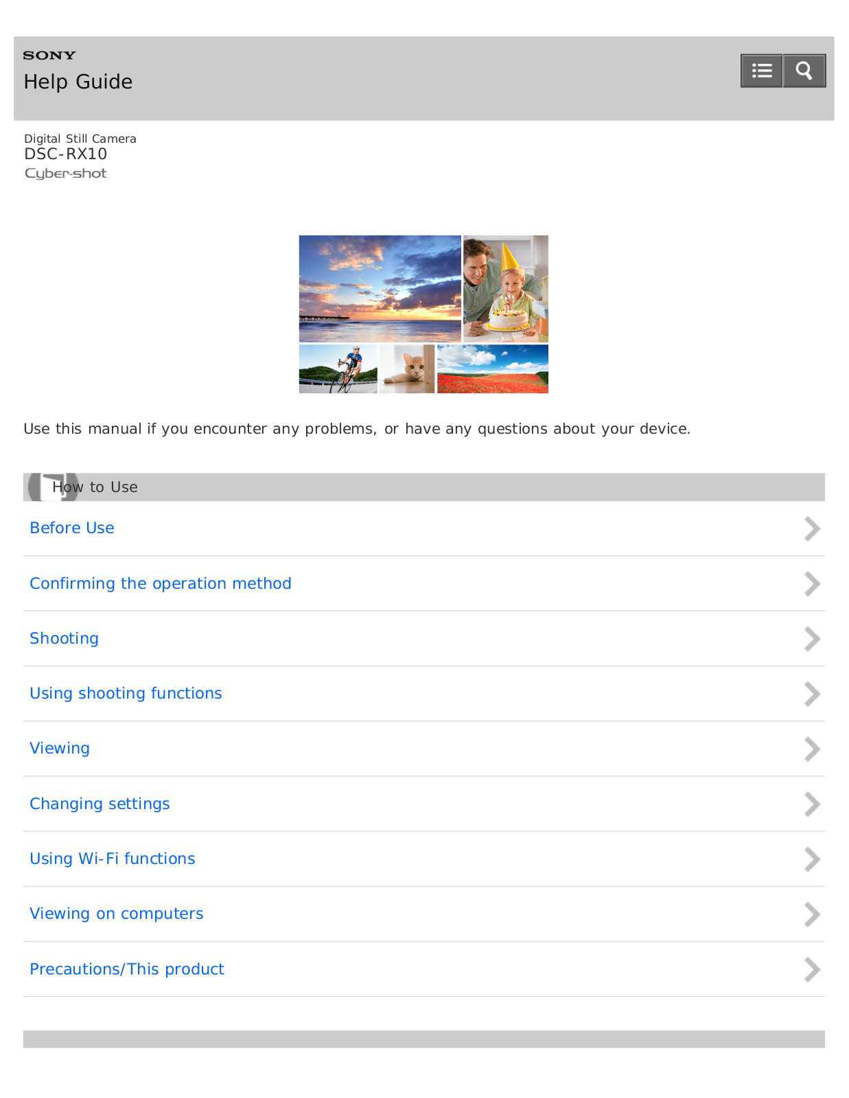 Sony DSC-RX10 Help Guide