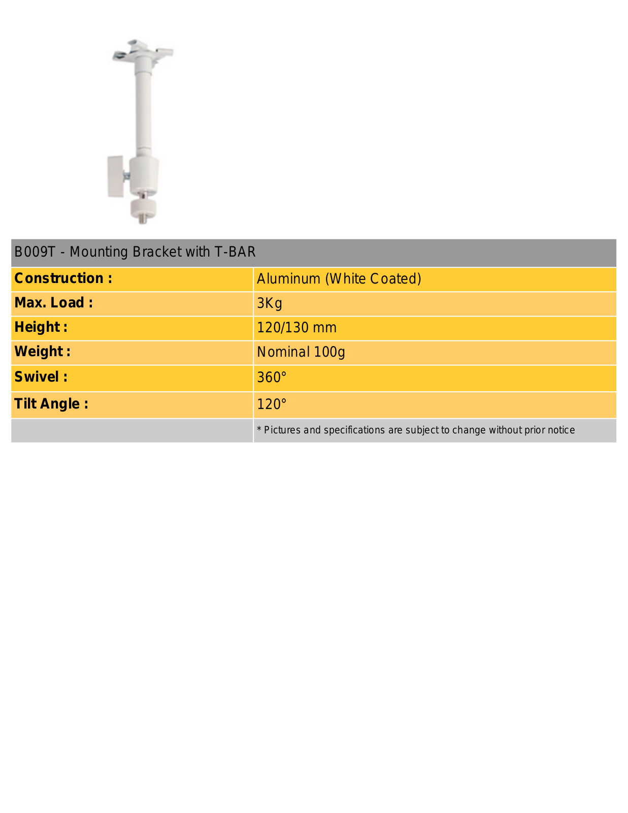 COP-USA B009-T Specsheet