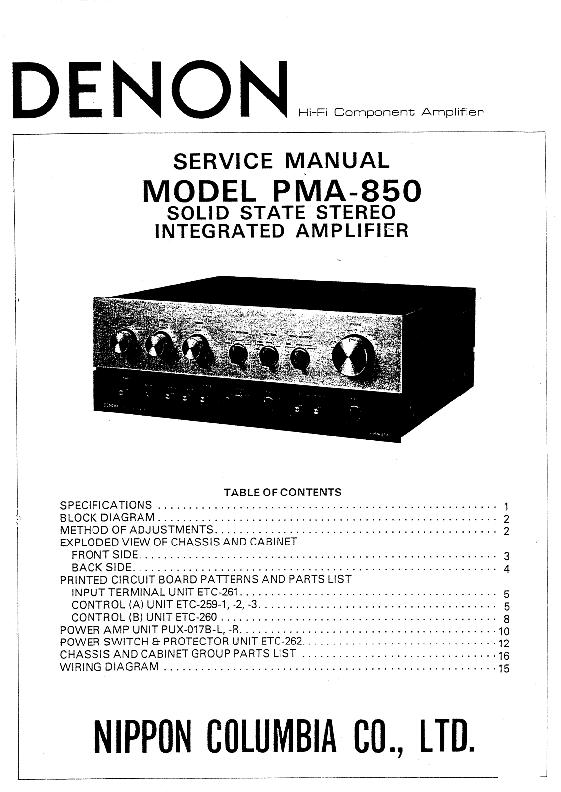 Denon PMA-850 Service Manual