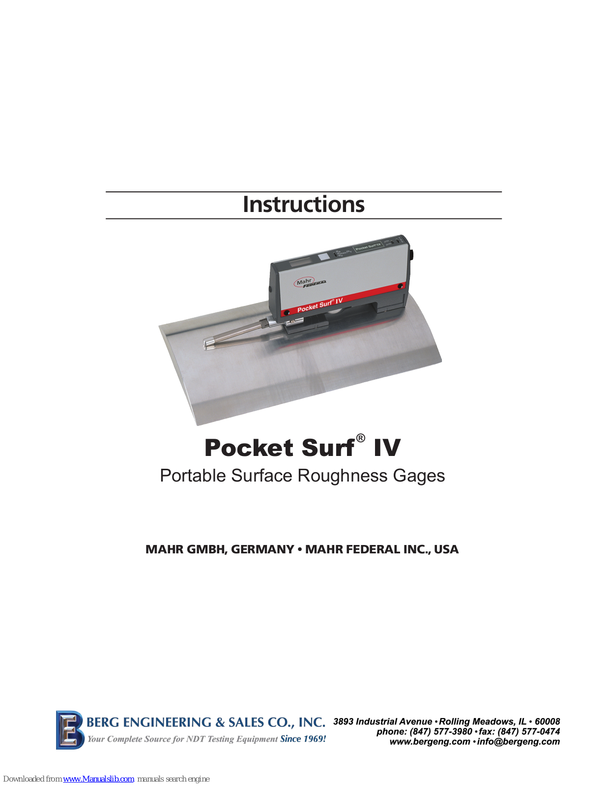 Mahr Pocket Surf IV Instructions Manual