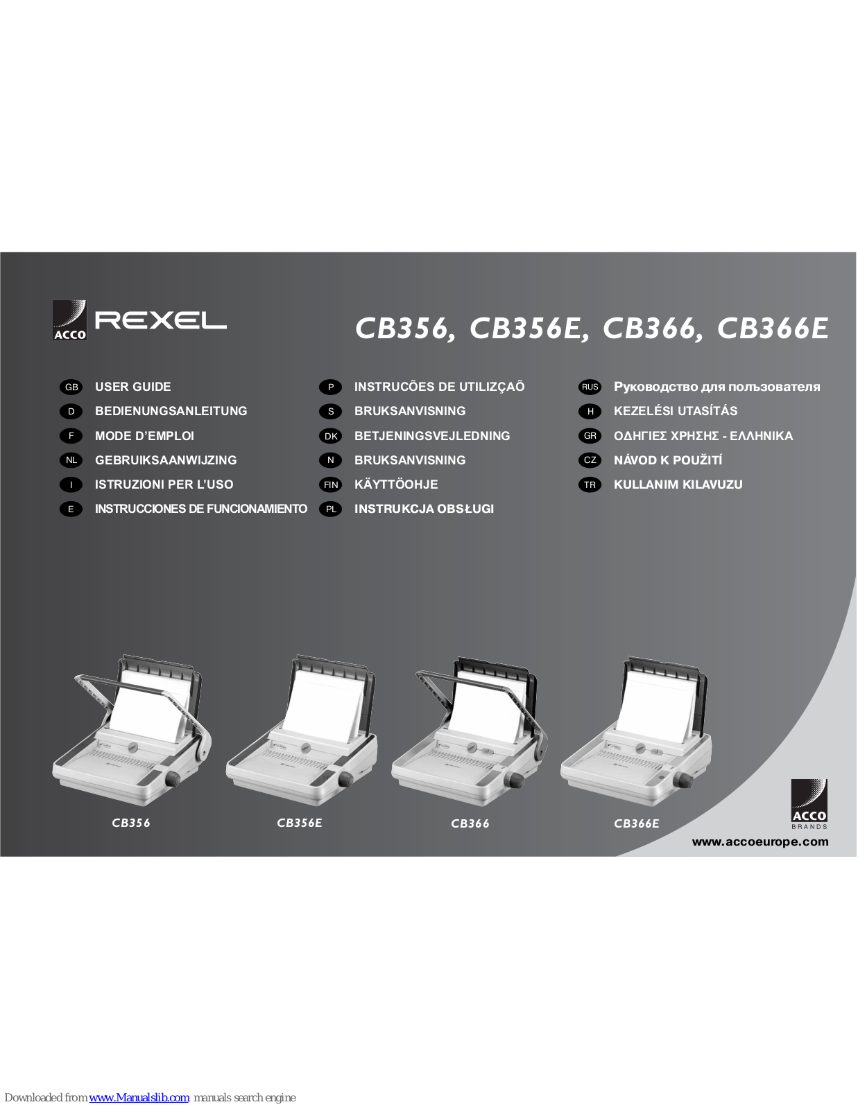 Rexel CB356, CB356E, CB366, CB366E User Manual