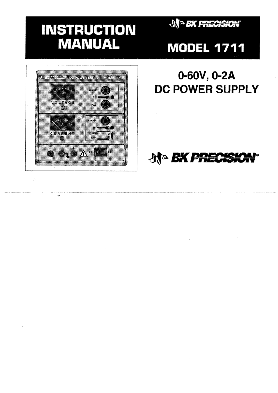 BK Precision 1711 User Manual