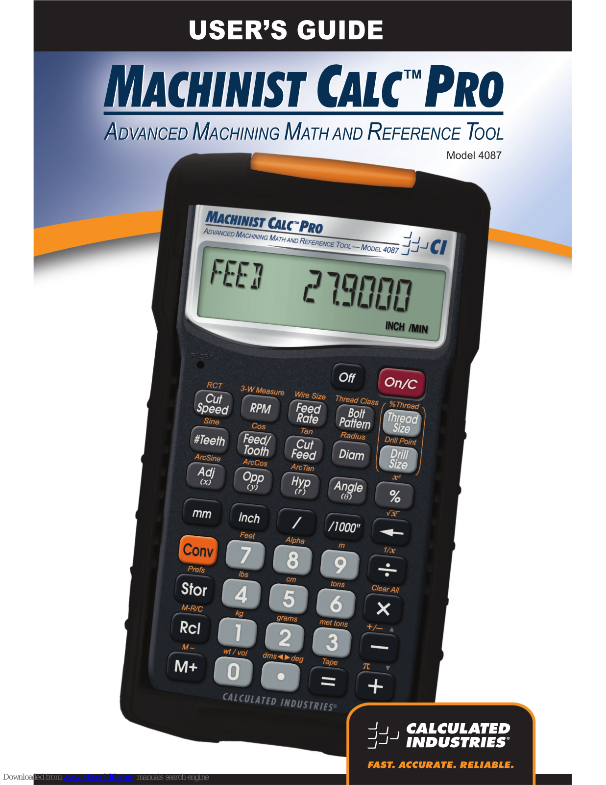 Calculated Industries 4087, Machinist Calc Pro 4087 User Manual