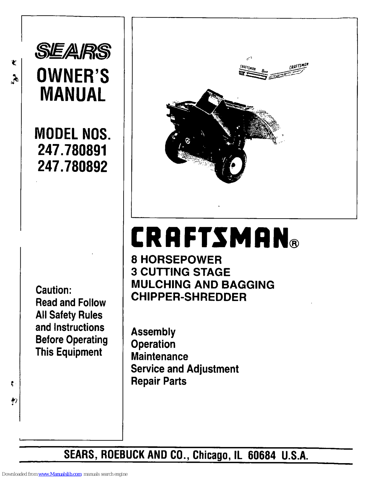 Craftsman 247.780891 Owner's Manual