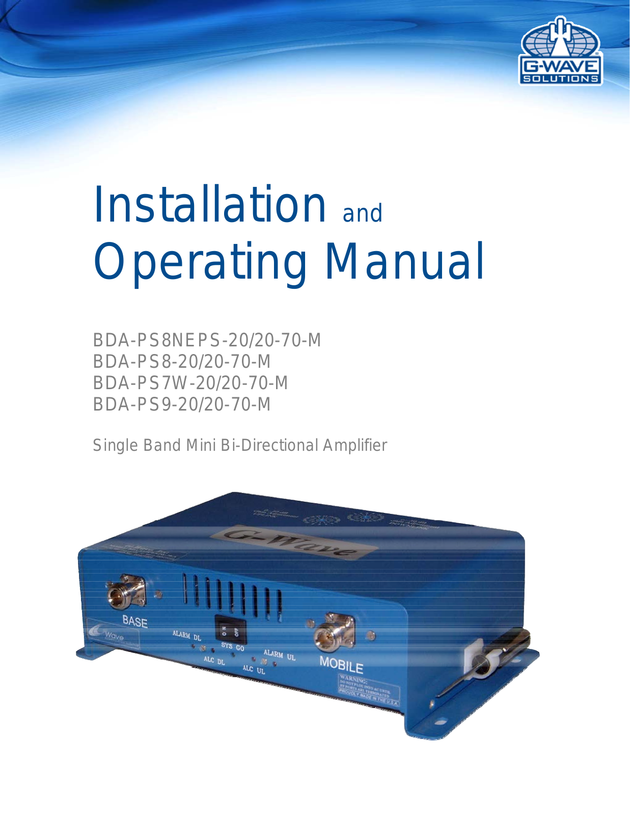 G Way Solutions PS82070M User Manual