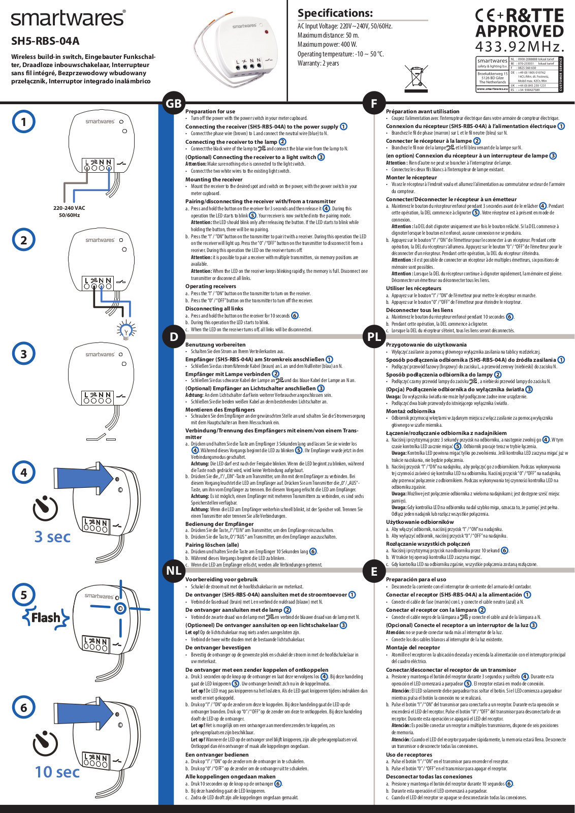 Smartwares SH5-RBS-04A User Manual