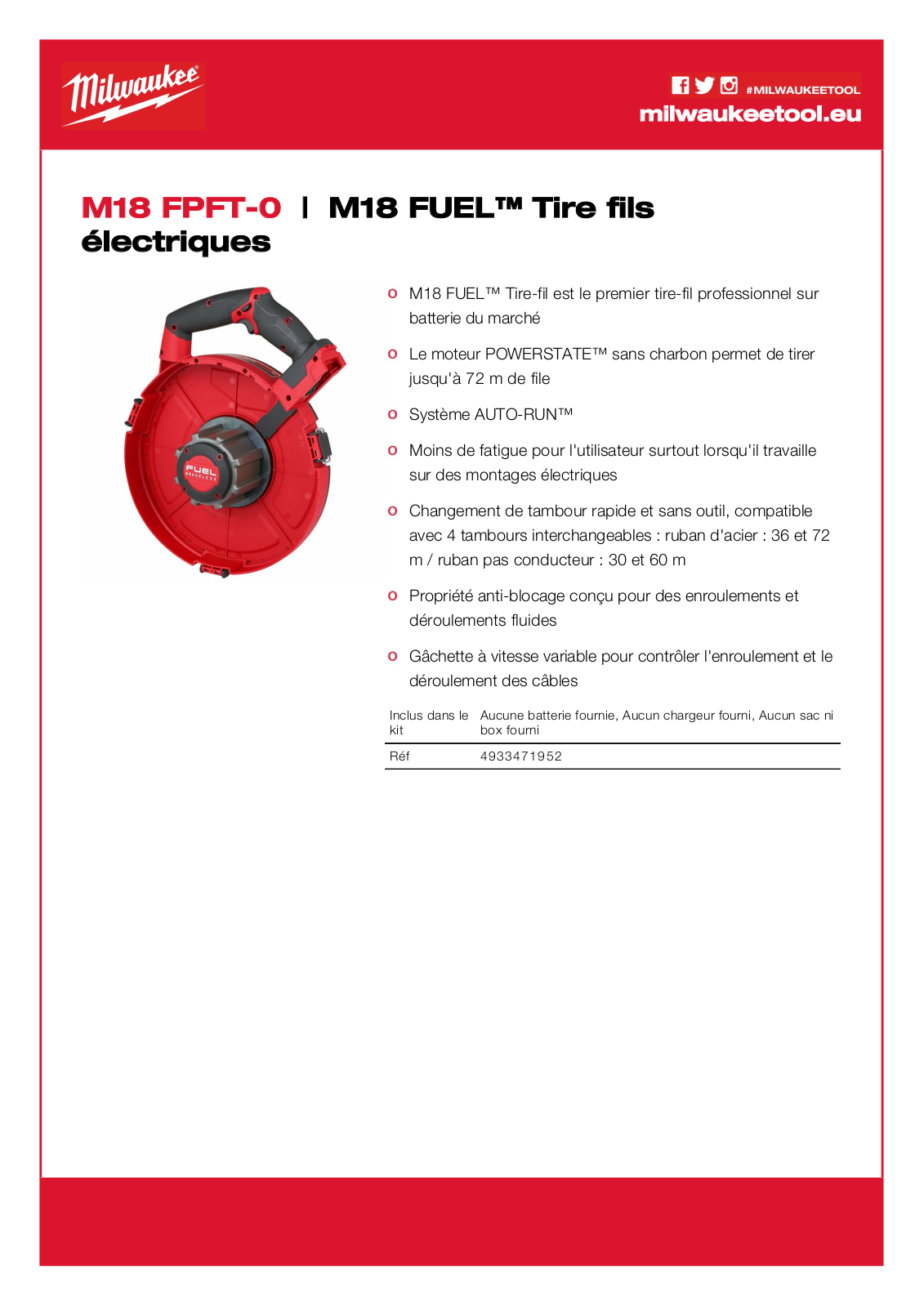 Milwaukee 4933471952, M18 FPFT-0 Specification - ManualMachine.com