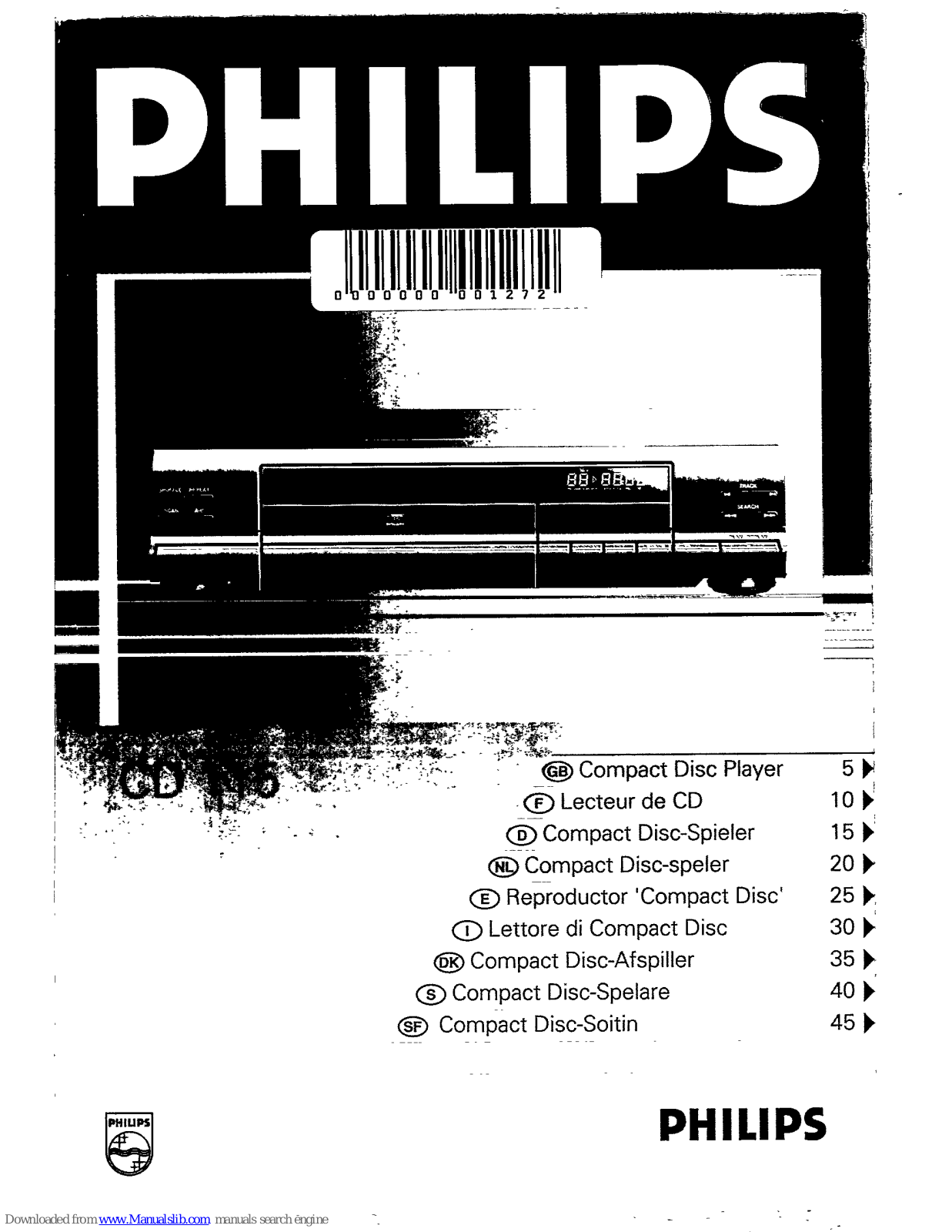 Philips Compact Disc Player, CD 115 User Manual