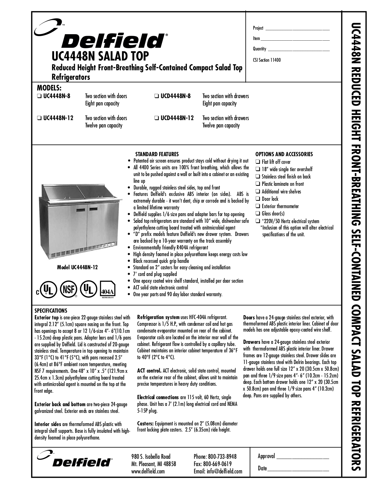 Delfield UC4448N-8, UC4448N-12 User Manual