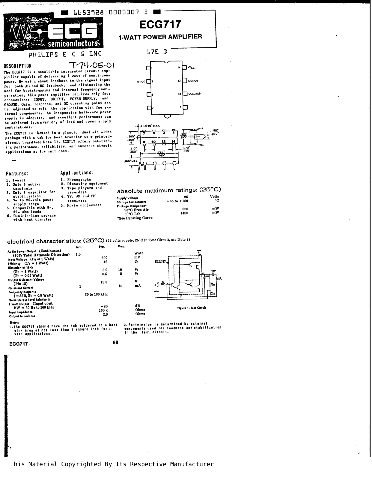 Datasheet ECG717 Specification - ManualMachine.com