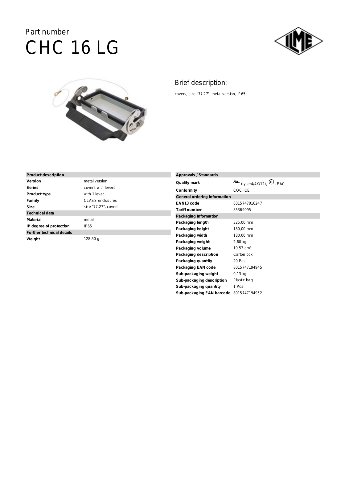 ILME CHC-16LG Data Sheet