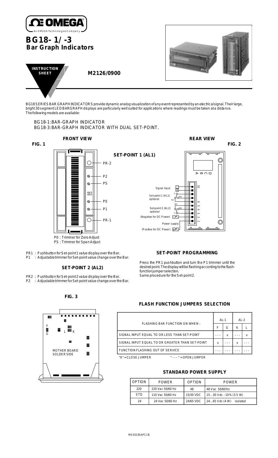 Omega Products BG18-1 Installation  Manual