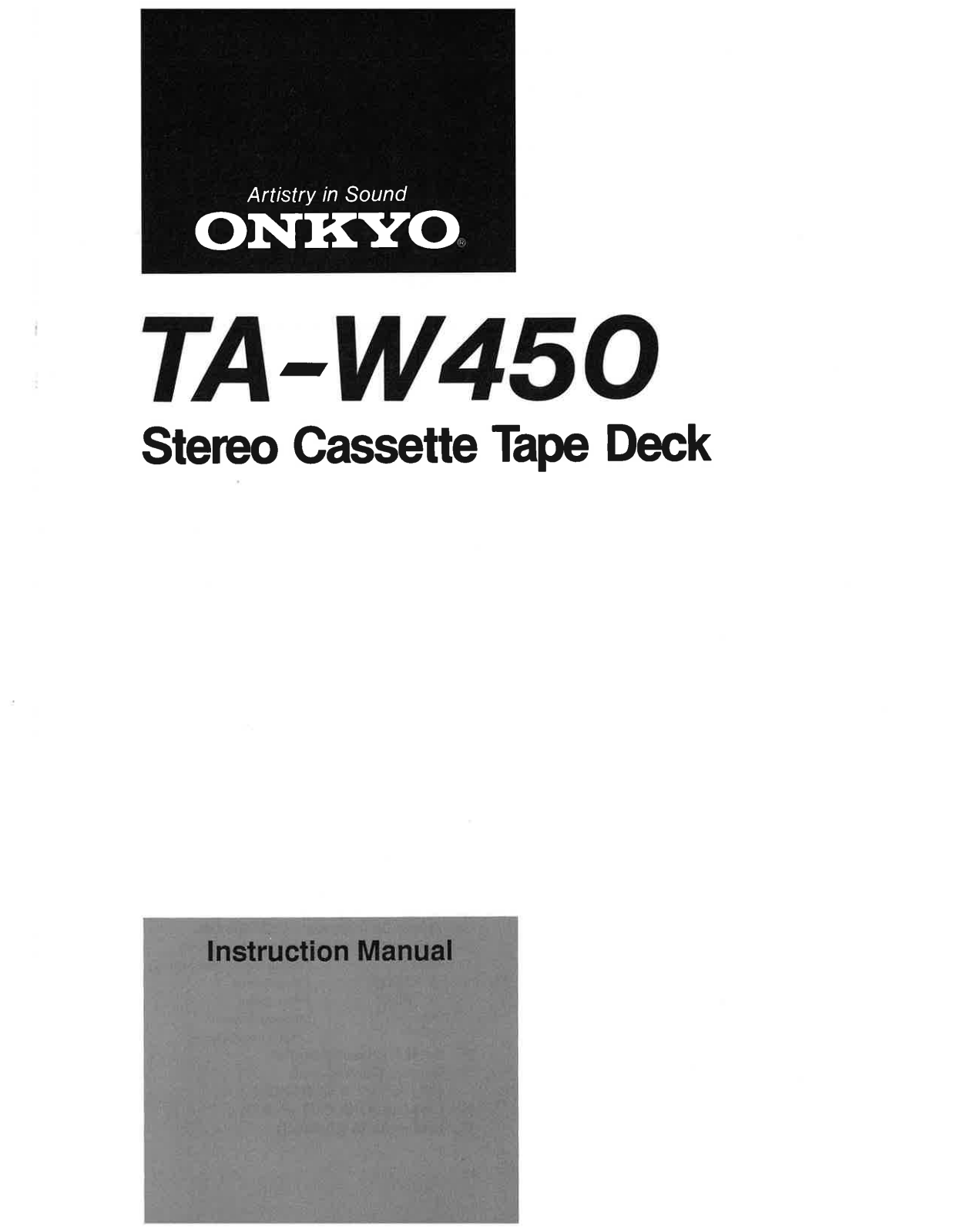 Onkyo TA-W450 Instruction Manual