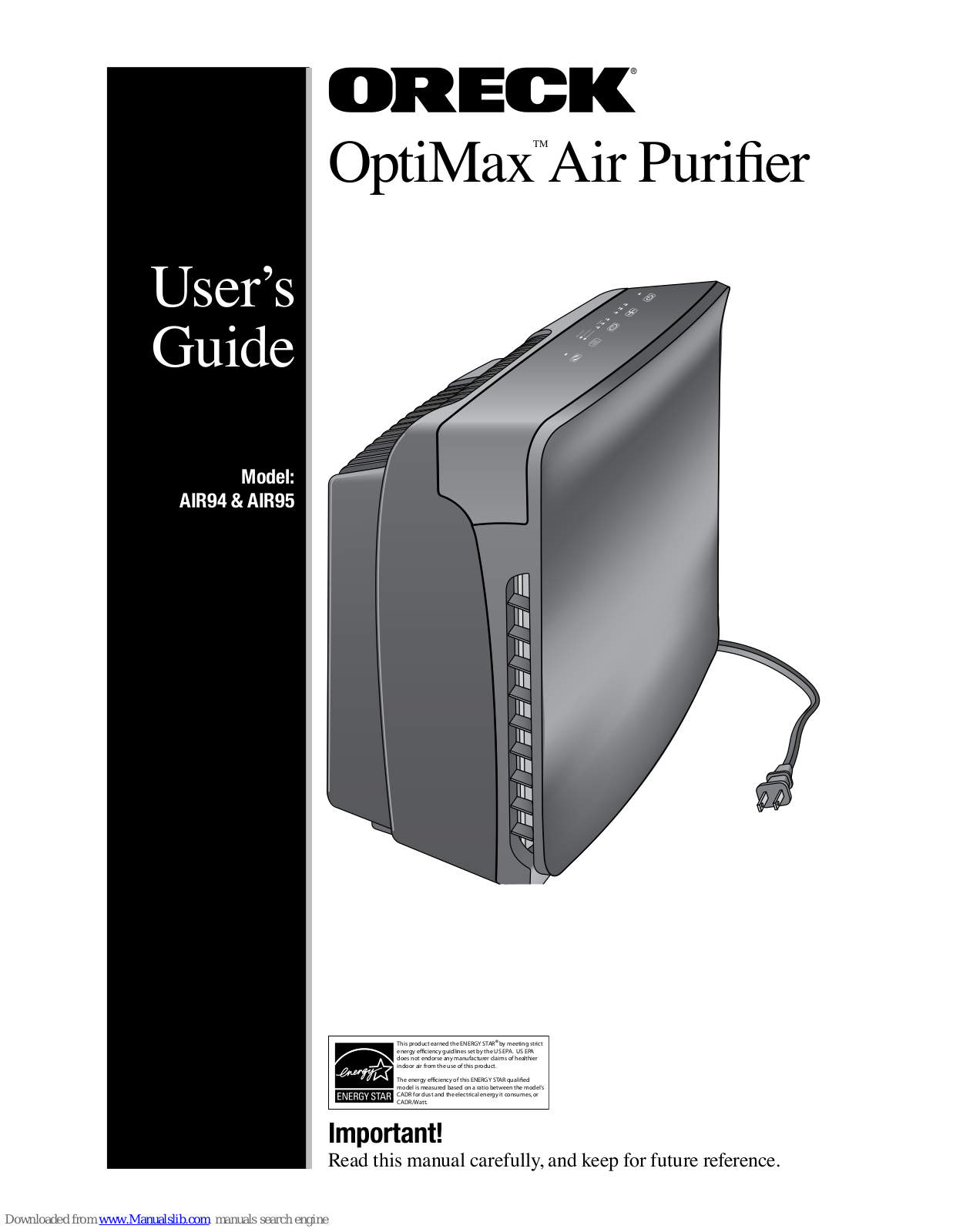 Oreck OptiMax AIR94, OptiMax AIR95 User Manual