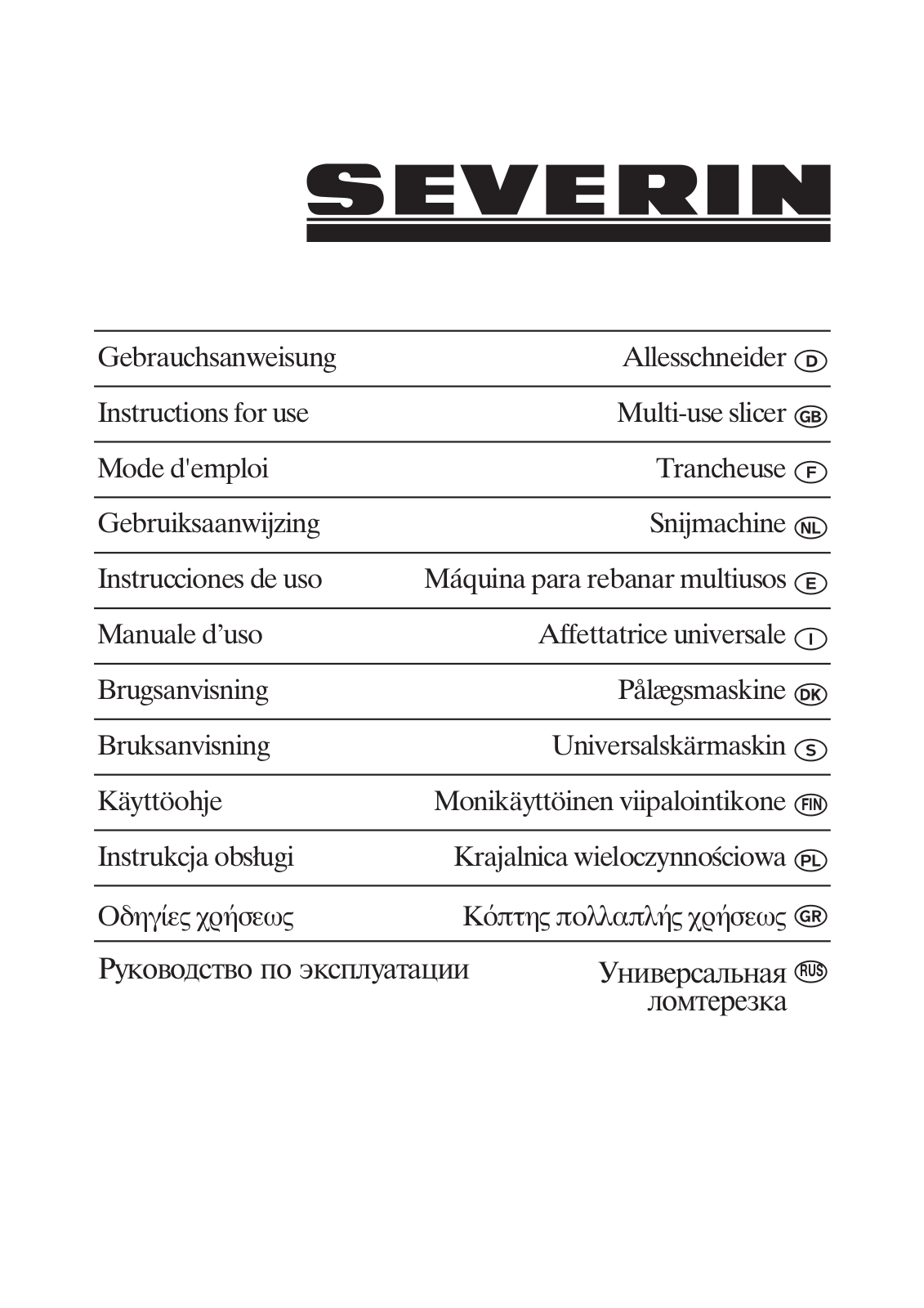 Severin AS 9621 User Manual