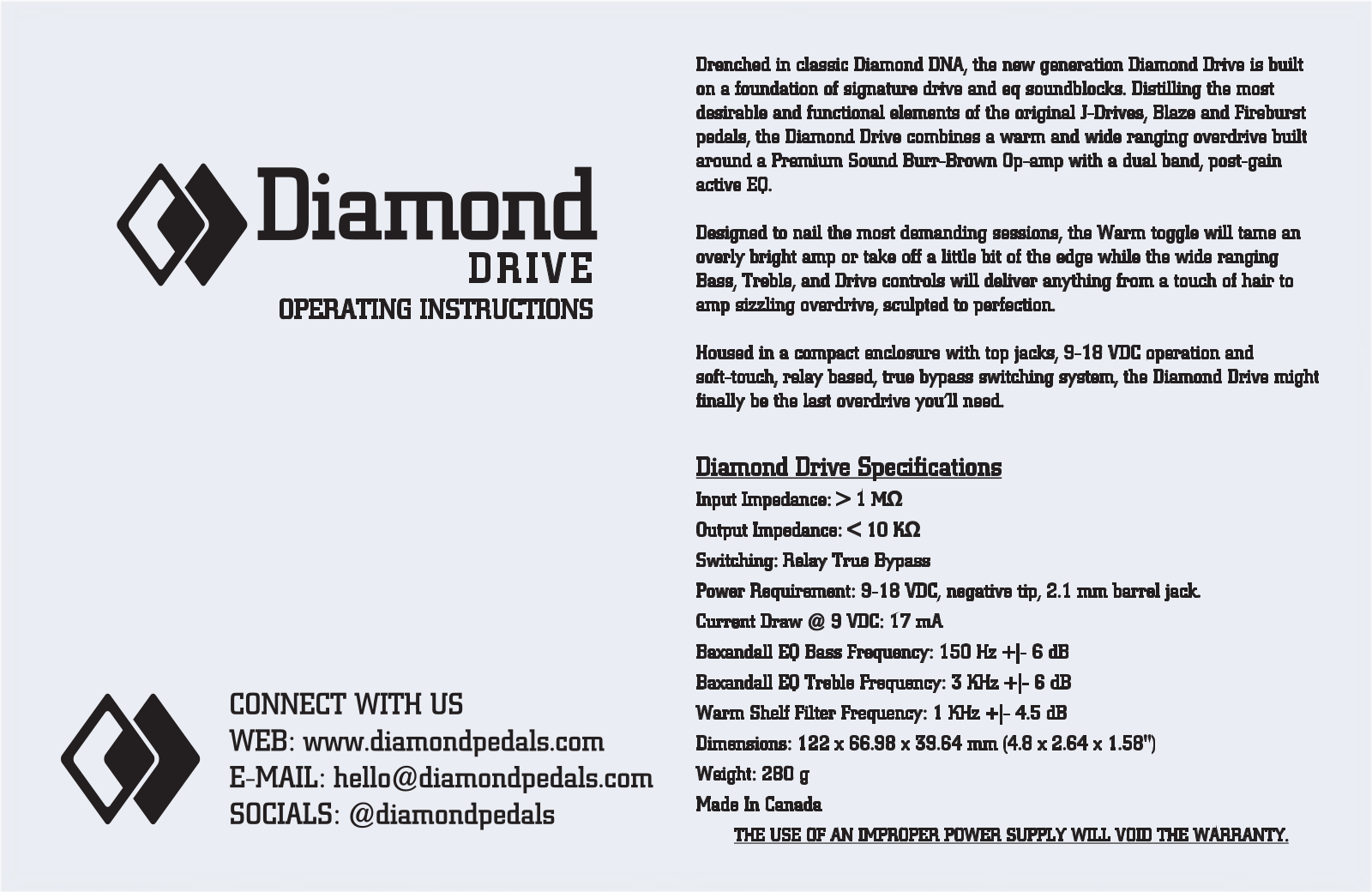 Diamond Pedals Drive User guide - ManualMachine.com