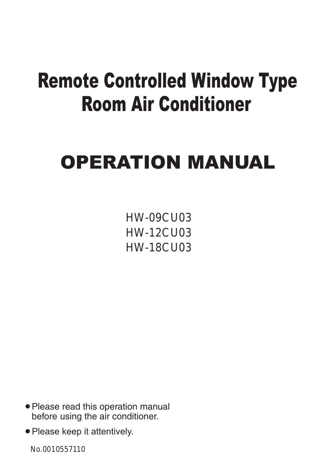 Haier HW-18CU03 User Manual