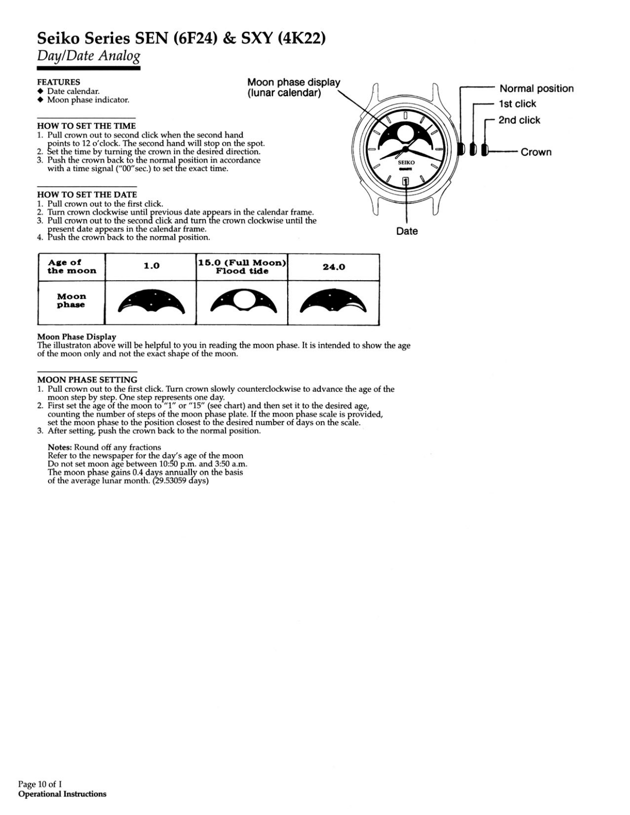 Seiko SEN SXY User Manual