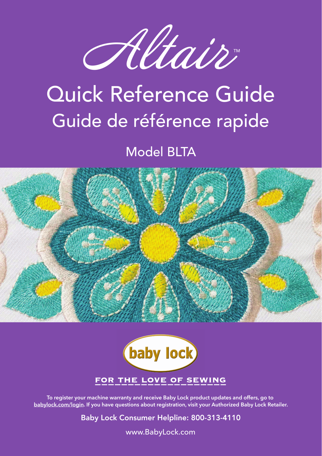 Baby Lock Altair, BLTA Quick Reference Manual - ManualMachine.com