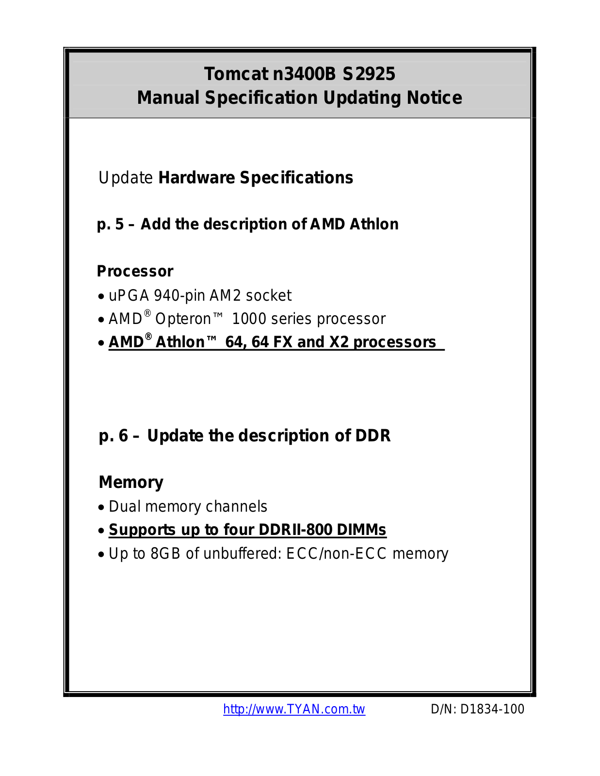 Tyan 1.00 User Manual