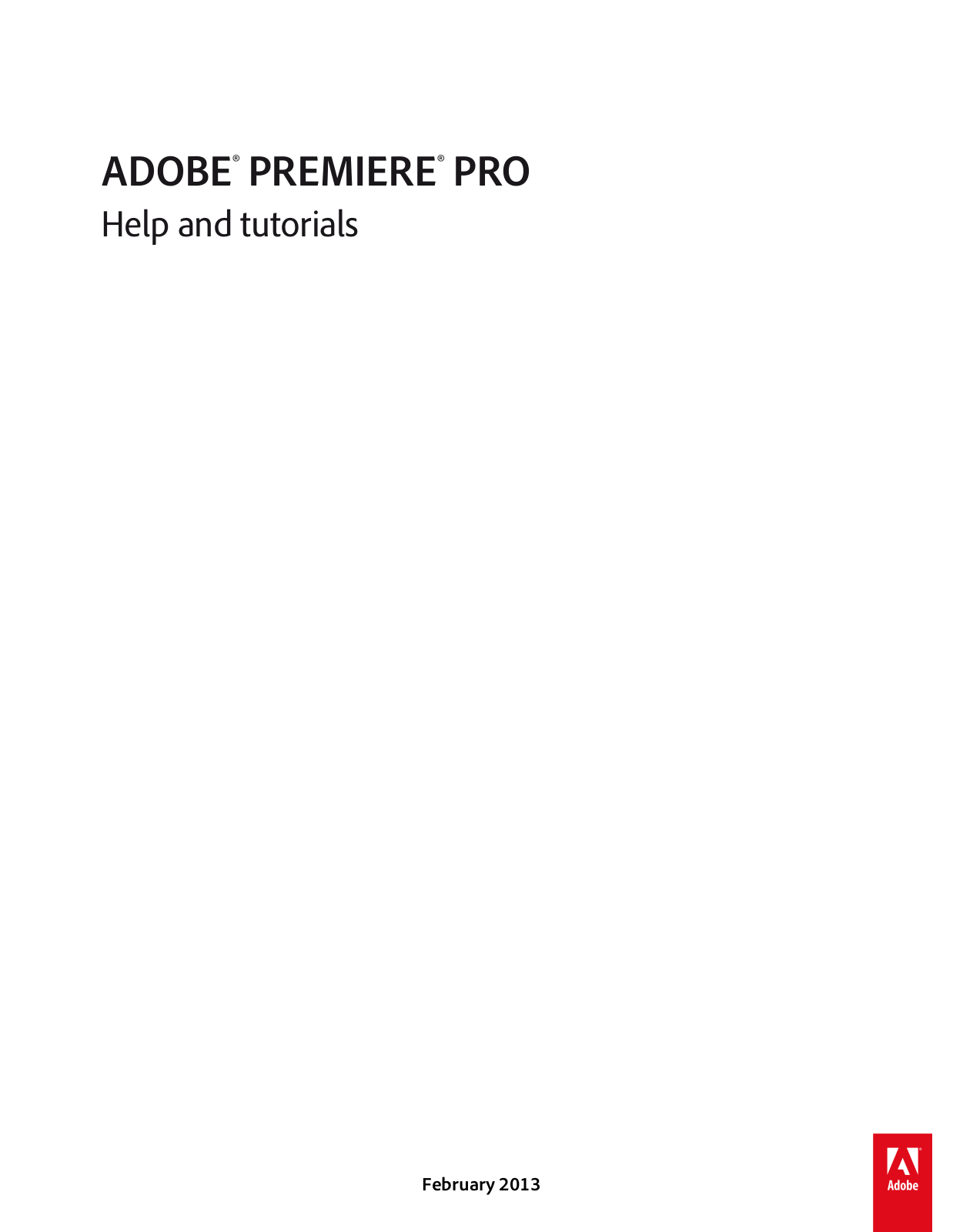 Adobe Premiere Pro CS6 User Manual