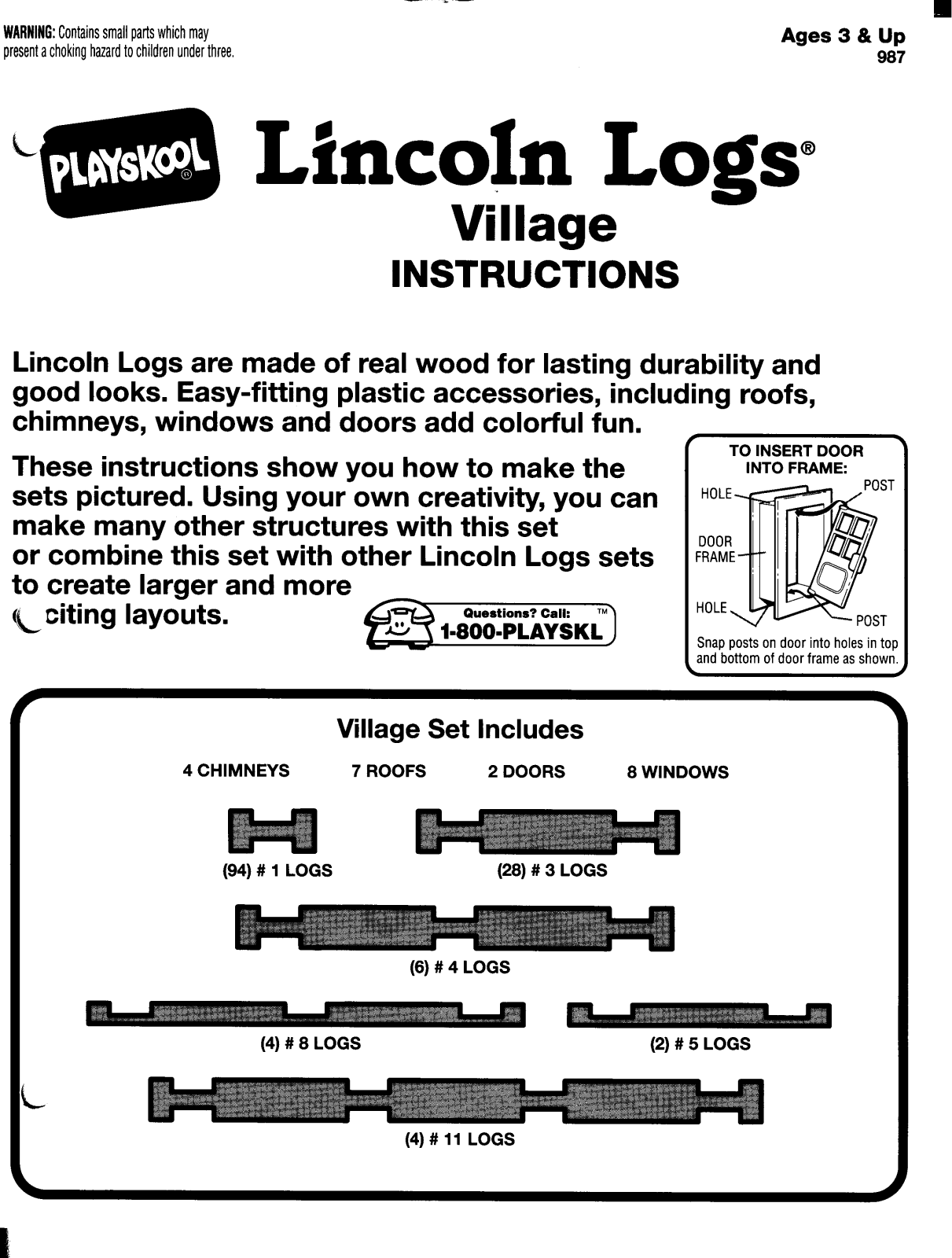 Hasbro LINCOLN LOGS VILLAGE User Manual