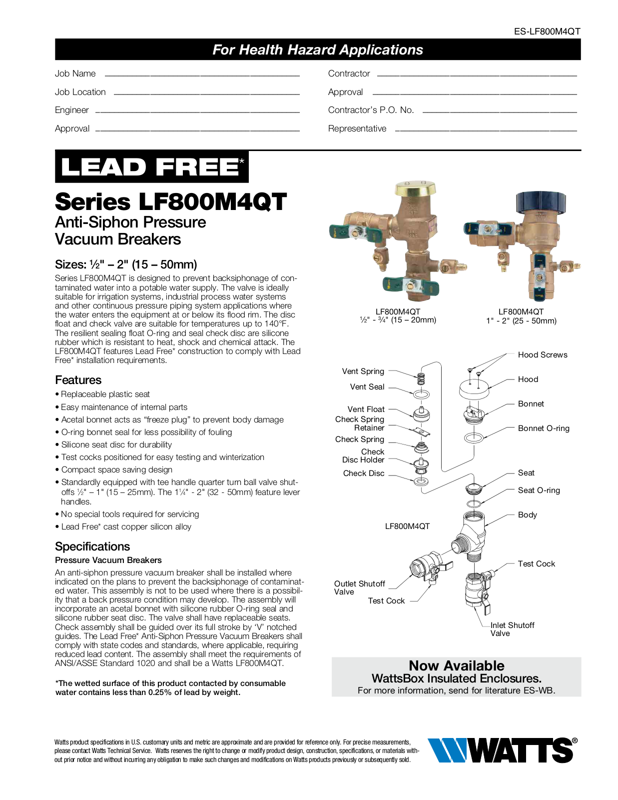 Watts LF800M4QT User Manual