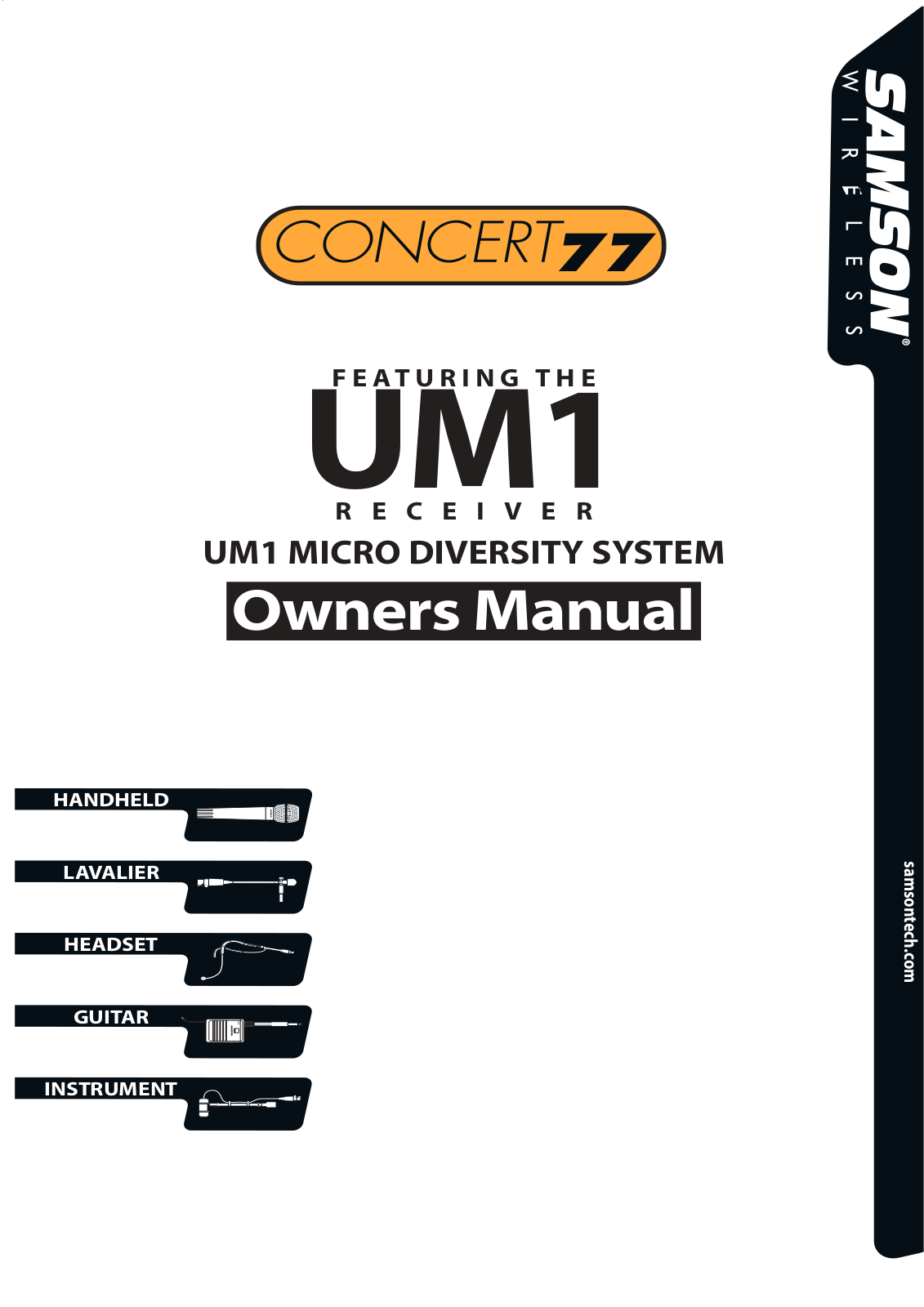 Samson Concert 77 UM1 Owner's Manual